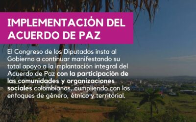 El Congrés dels Diputats aprova una Proposició No de Llei en suport al Procés de Pau a Colòmbia impulsada, entre altres, per la Taula Catalana per Colòmbia